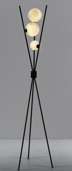 Designer LED Floor Lamp with Moon-Shaped Shades – Table and Floor Lamp on Tripod