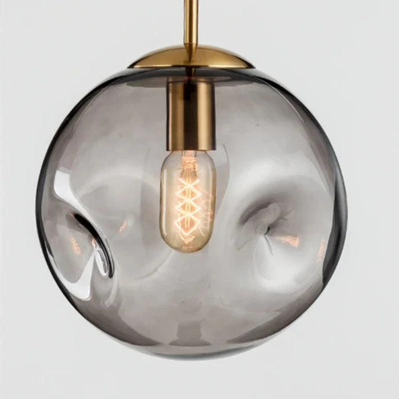 Designer Hanging Lamp with Spherical Glass Shade