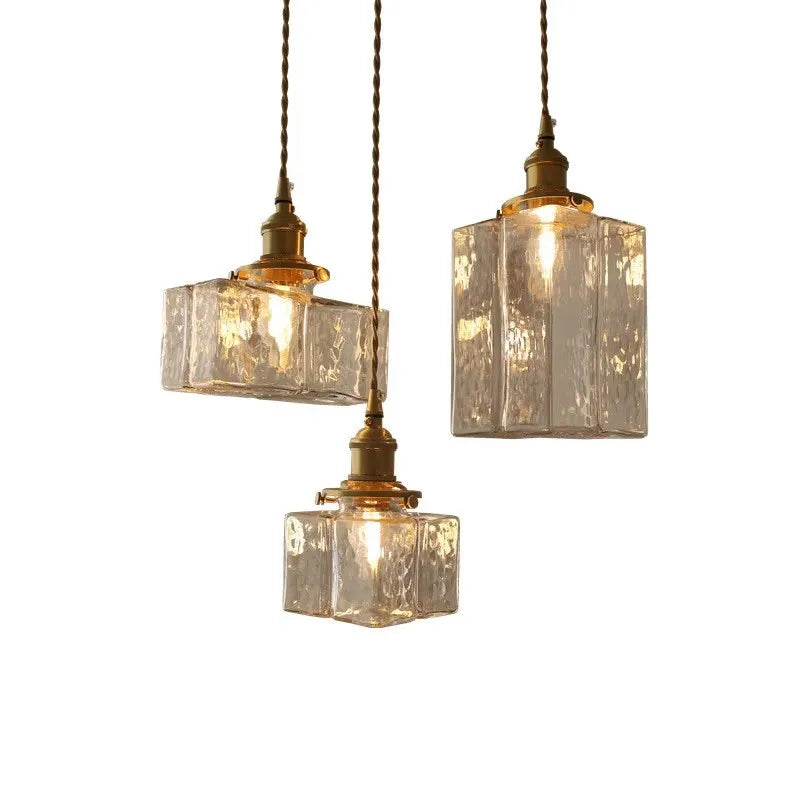 Vintage glass hanging lamps with brass finish