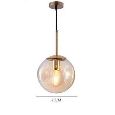 Designer Hanging Lamp with Spherical Glass Shade