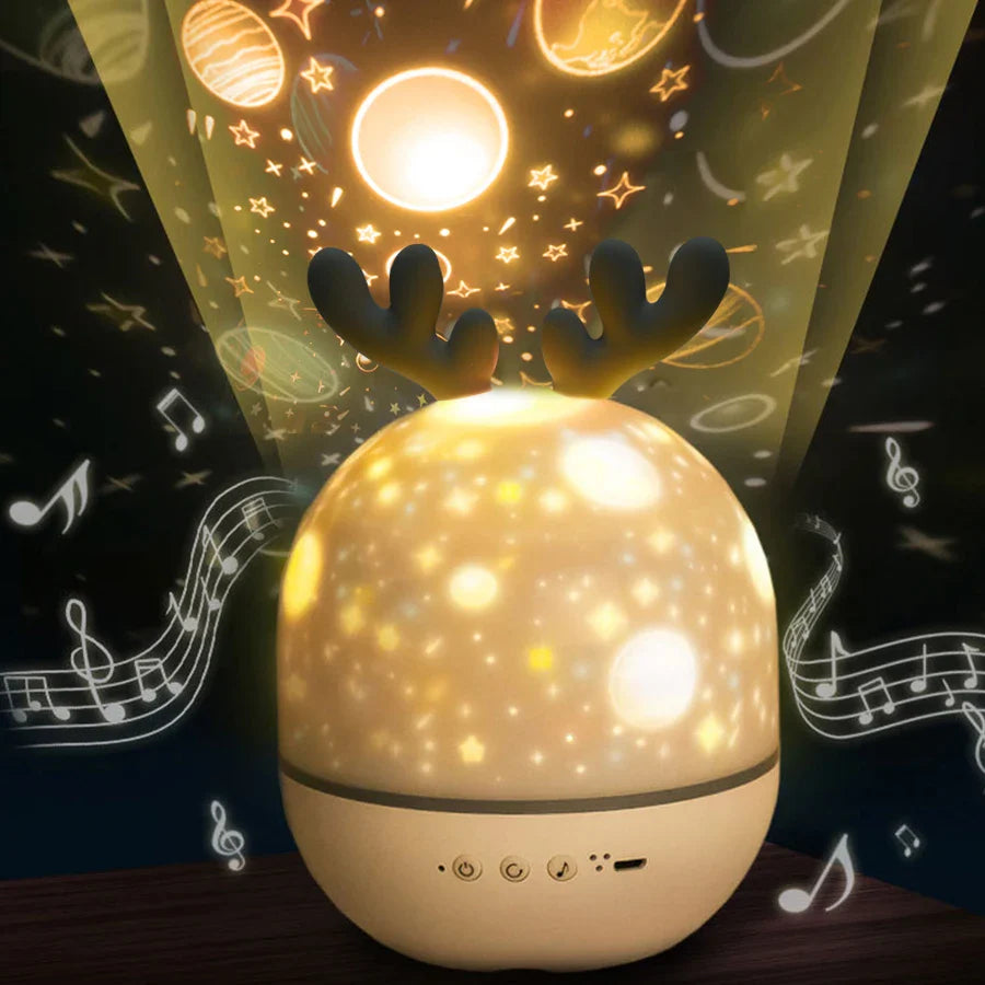 LED Night Projector with Remote Control and Music – Children's Lamp with Stars and Timer