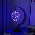 LED Table Lamp with Sphere and Crescent Moon