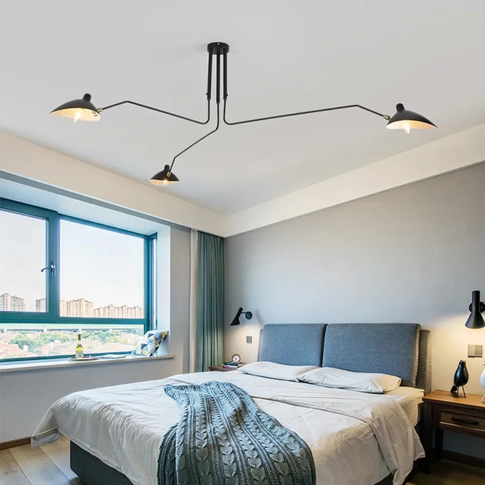 Black Ceiling Lamp with Rotating Arms – Modern Design