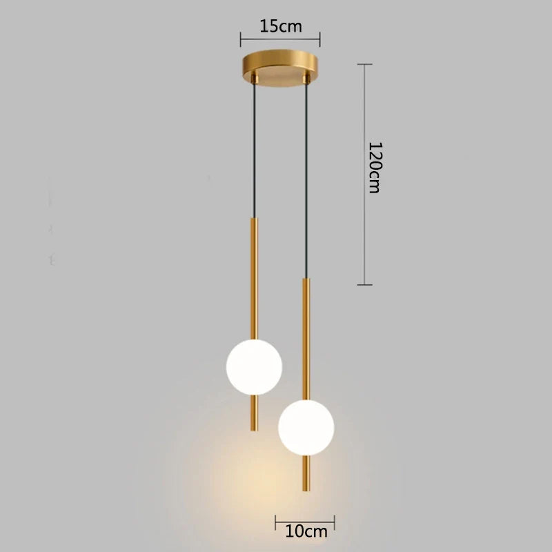Modern Gold Pendant Lamp with Spherical Shade | Minimalist LED Ceiling Lamp