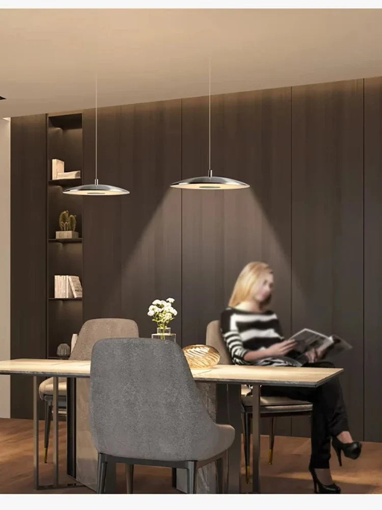 Slim Metal LED Pendant Lamp – Modern Ceiling Light in Plate Shape