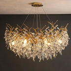 Exclusive chandelier with crystal leaves – branch effect, modern elegance