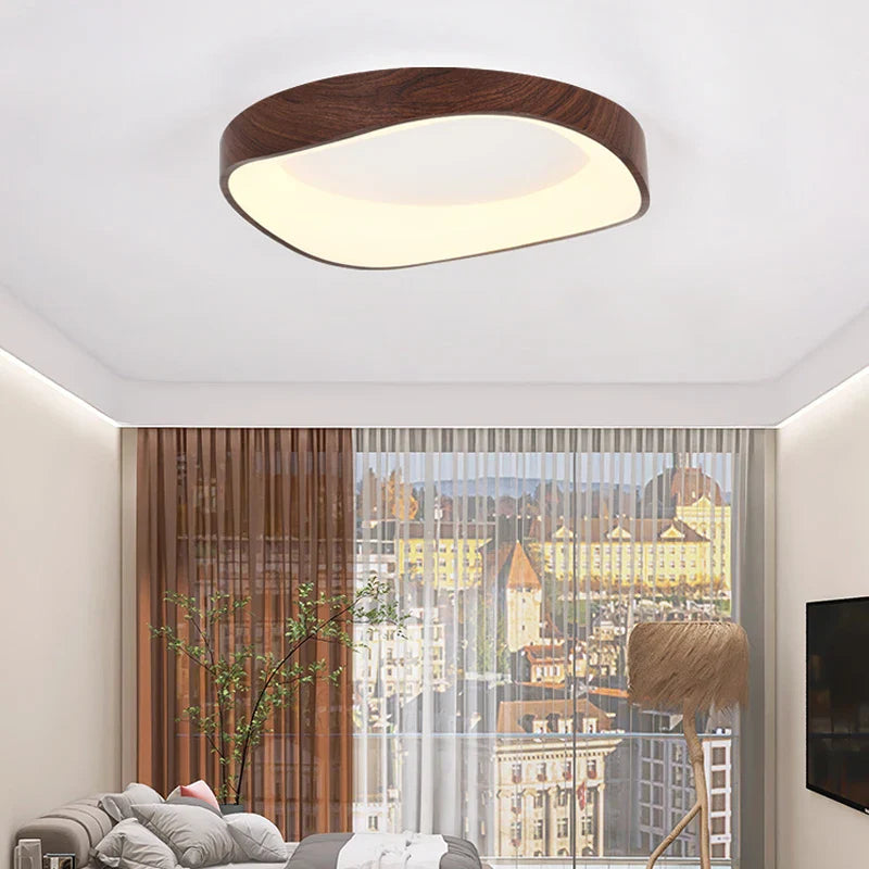 Scandinavian LED Ceiling Lamp – Modern Surface-Mounted Lamp with Wood Effect
