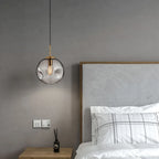 Designer Hanging Lamp with Spherical Glass Shade