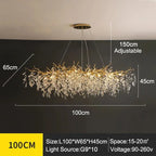 Exclusive chandelier with crystal leaves – branch effect, modern elegance