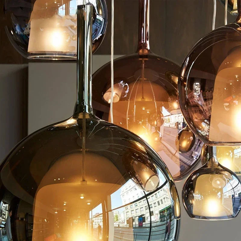 Modern Pendant Lamp with Glass Shades – Cluster Ceiling Light with Smoked Glass