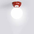 Scandinavian Glass Globe Semi-Flush Ceiling Light | 1-Light