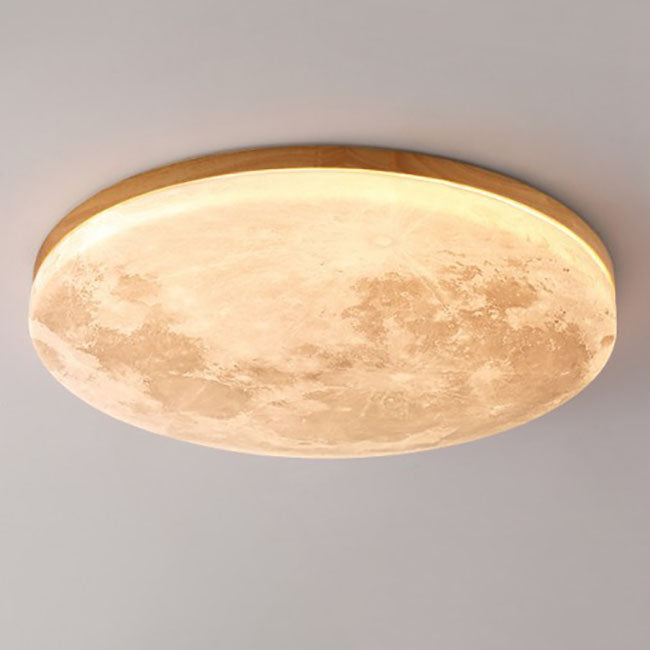 Nordic Wood & PVC Round LED Flush Mount Ceiling Light 1-light