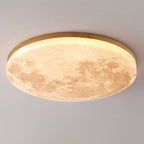 Nordic Wood & PVC Round LED Flush Mount Ceiling Light 1-light