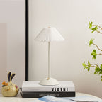 Scandinavian Brass Pleated Fabric Cone Table Light | 1-Light