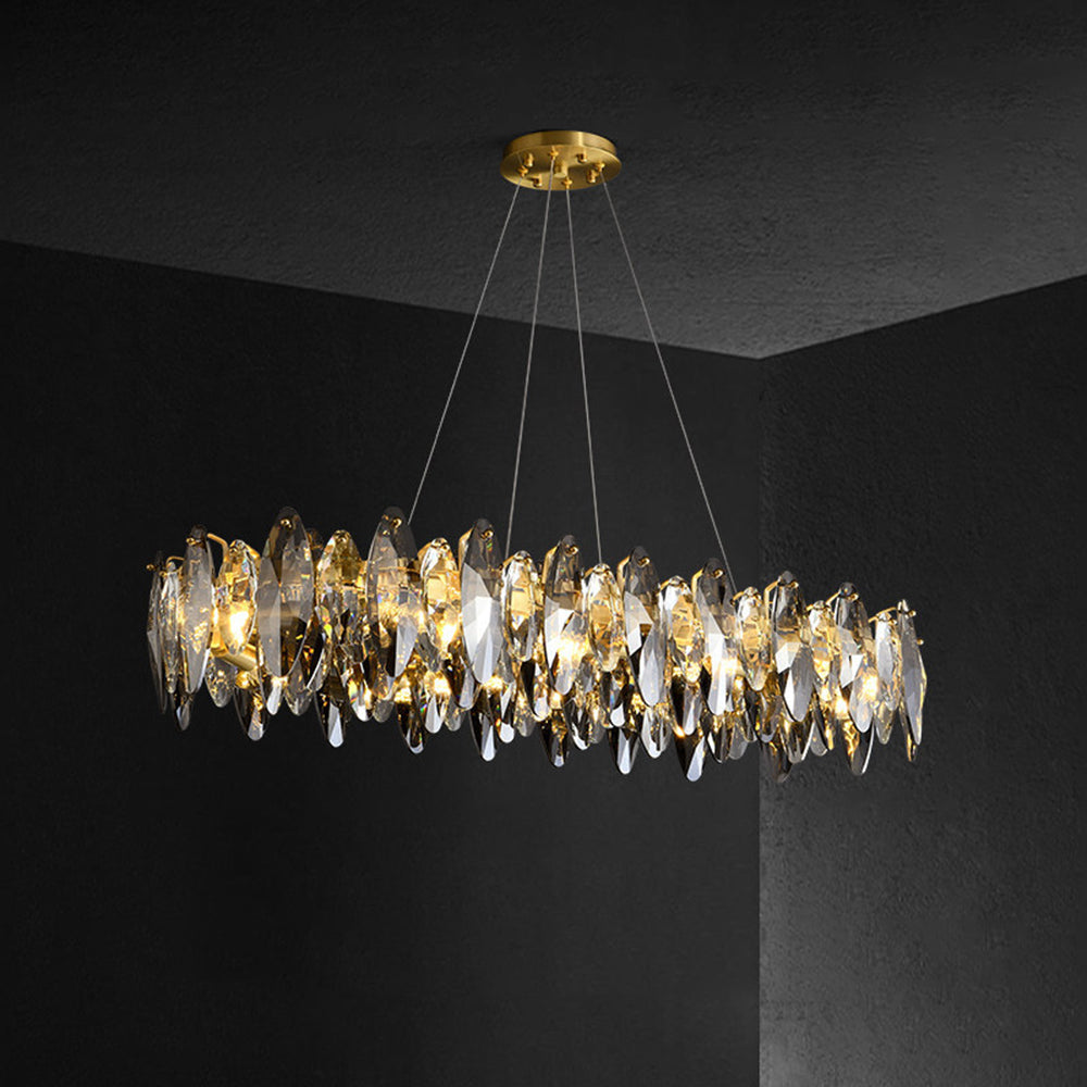 Kristy Modern Annular Metal Crystal Pendant Light, Gold