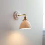 Vintage Japanese Ceramic Brass 1-Light Wall Light