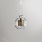 Hessa Contemporary Golden Pendant Light, Glass, Globe/Cylindric