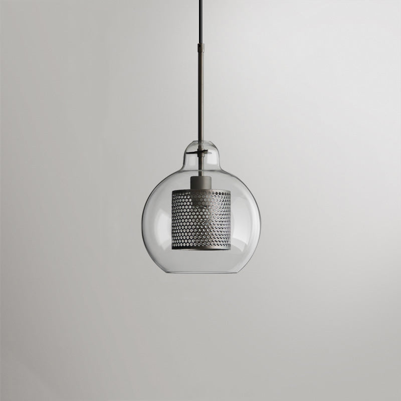 Hessa Contemporary Golden Pendant Light, Glass, Globe/Cylindric