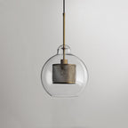 Hessa Contemporary Golden Pendant Light, Glass, Globe/Cylindric