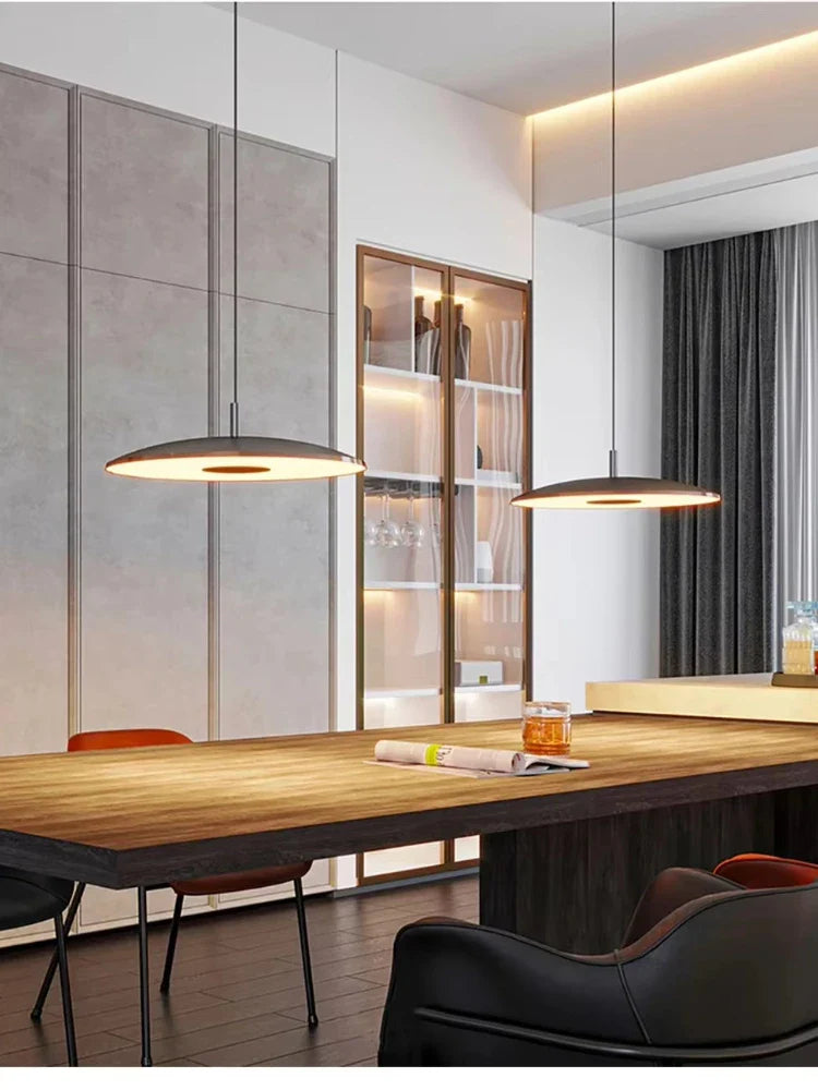 Slim Metal LED Pendant Lamp – Modern Ceiling Light in Plate Shape