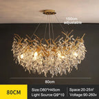 Exclusive chandelier with crystal leaves – branch effect, modern elegance