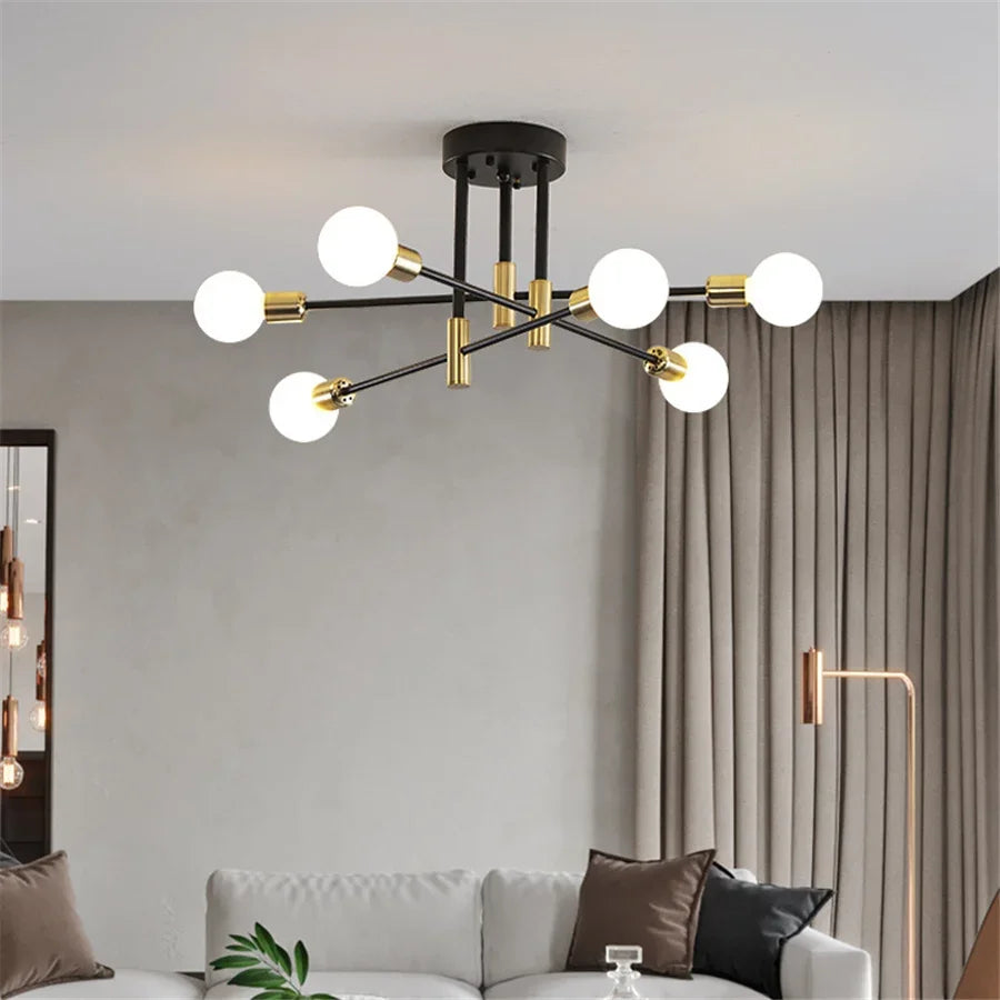 Industrial ceiling lamp chandelier with round lights