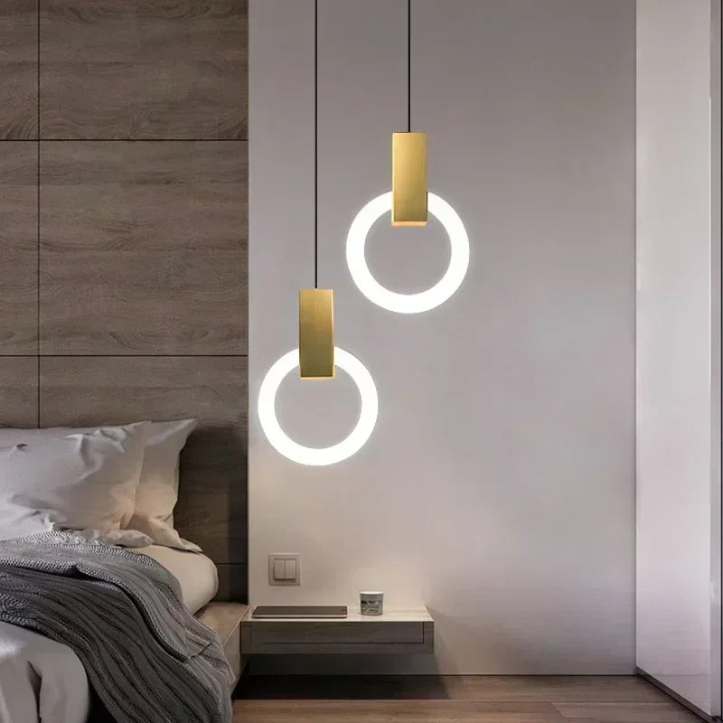 Modern LED Pendant Lamp Gold Ring