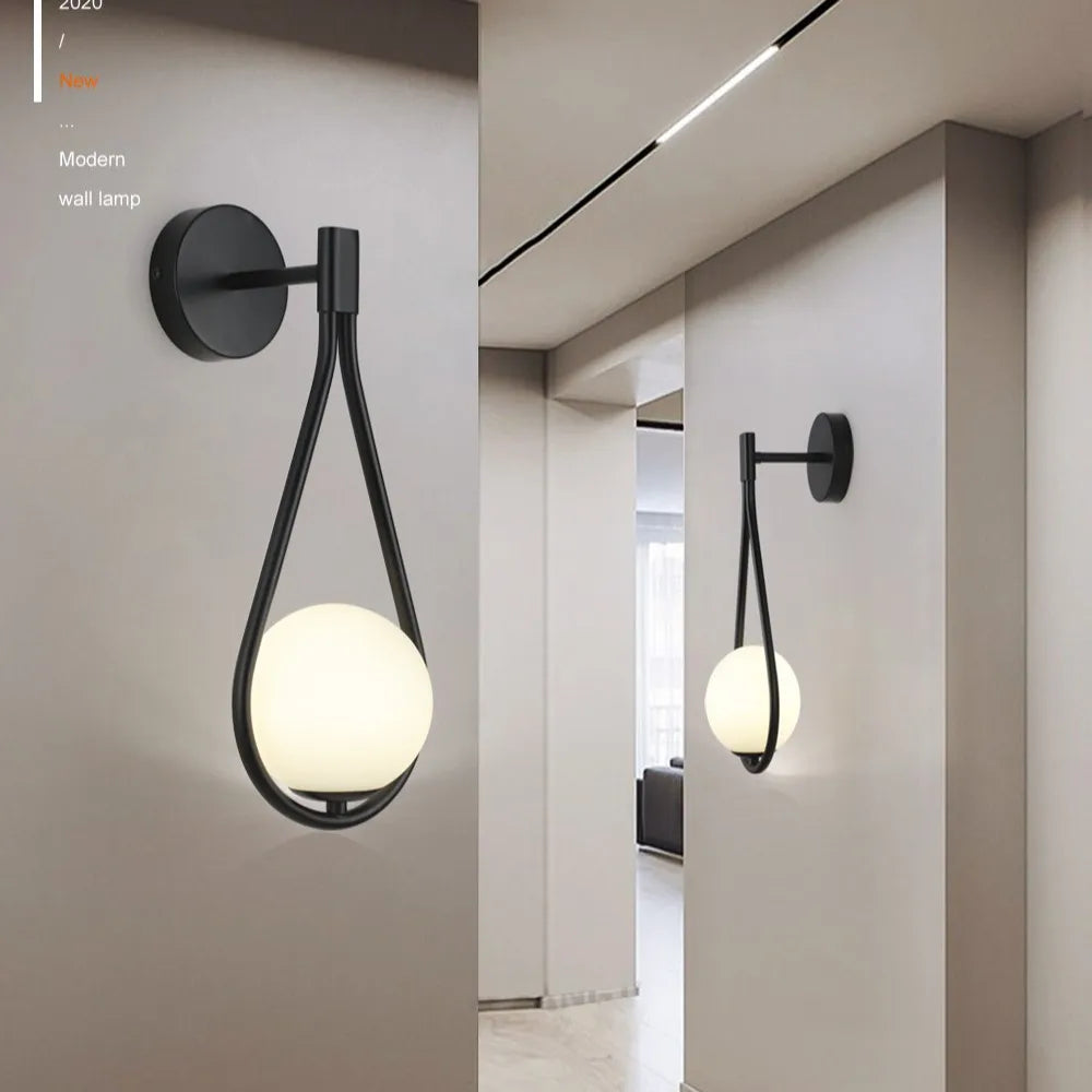 Modern wall lamp LED with a spherical shade