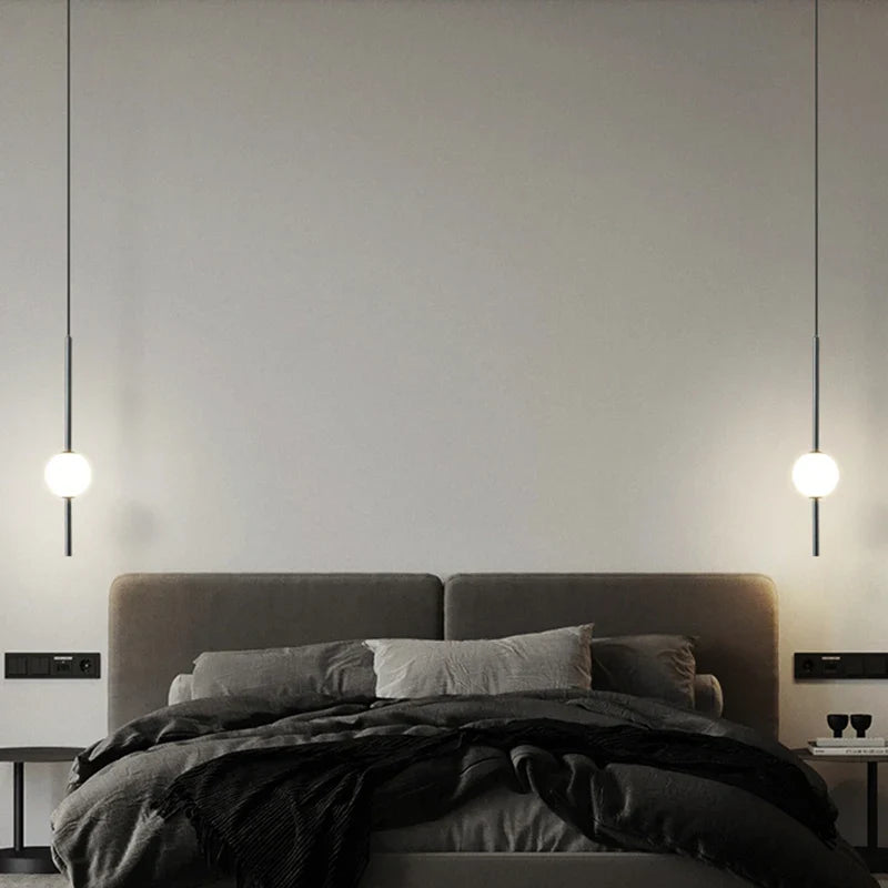 Modern Gold Pendant Lamp with Spherical Shade | Minimalist LED Ceiling Lamp