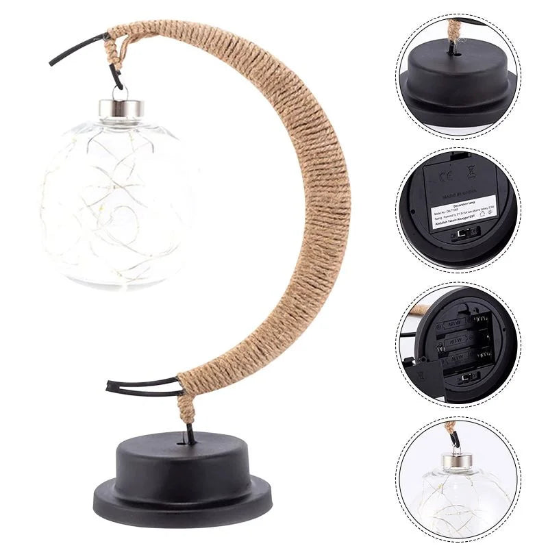 LED Table Lamp with Sphere and Crescent Moon