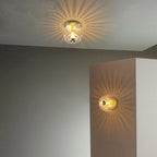 Elegant glass ceiling lamp with crystal design