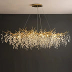 Exclusive chandelier with crystal leaves – branch effect, modern elegance