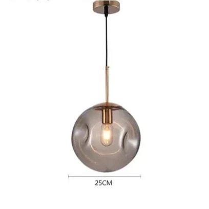 Designer Hanging Lamp with Spherical Glass Shade