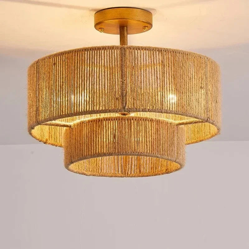 Boho Ceiling Lamp with Natural Rope