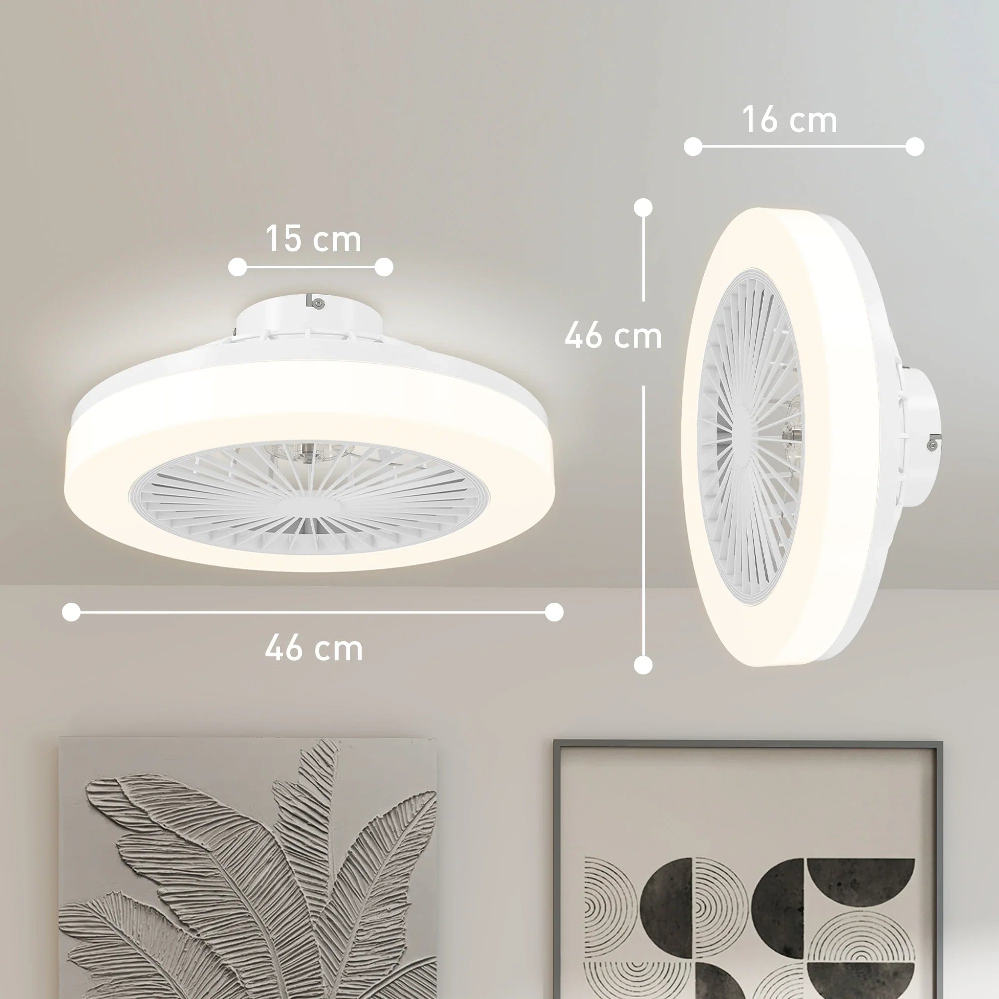 Velminra - Ceiling Fan With LED Light And Remote Control