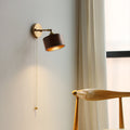 Scandinavian Brass Wood Wall Sconce Lamp 1-Light