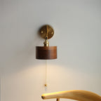 Scandinavian Brass Wood Wall Sconce Lamp 1-Light
