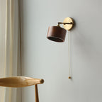 Scandinavian Brass Wood Wall Sconce Lamp 1-Light