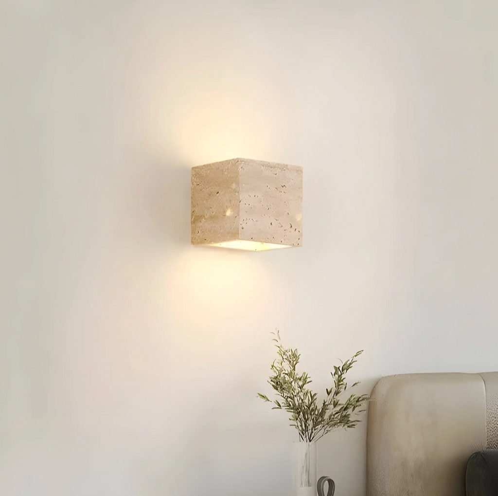 Stone Wall Sconce – Minimalist Lamp Made of Natural Travertine