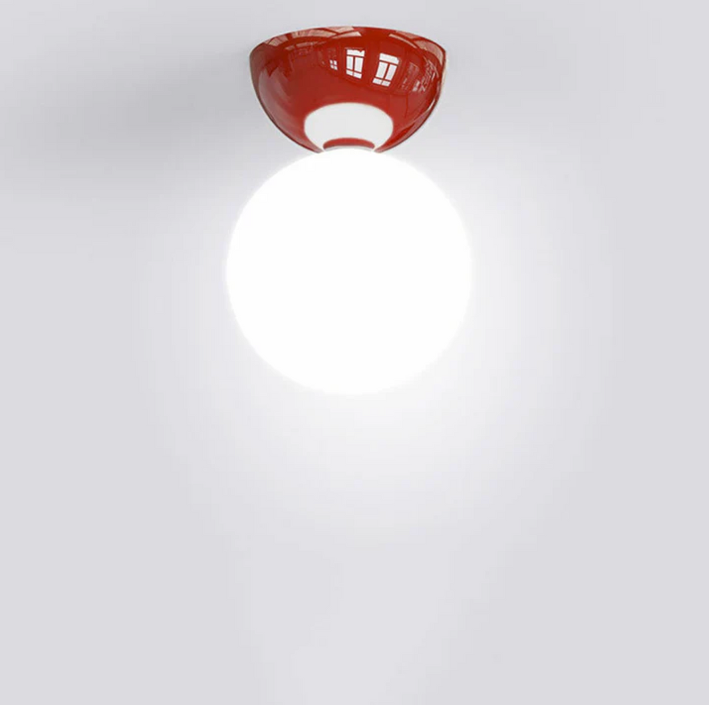 Ceiling light sphere – lamp with a frosted glass shade and metal ceiling mount