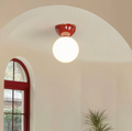 Ceiling light sphere – lamp with a frosted glass shade and metal ceiling mount