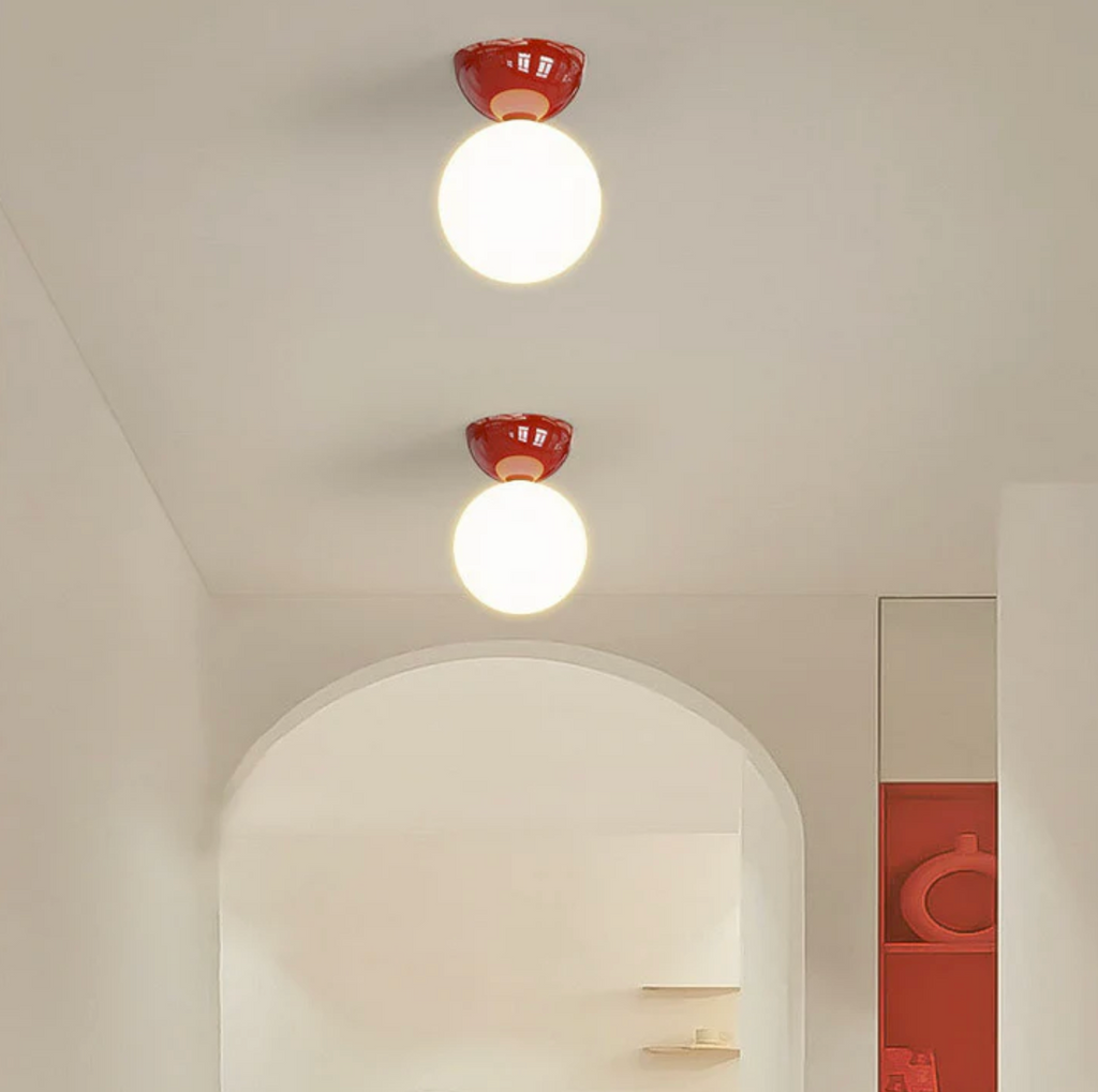 Ceiling light sphere – lamp with a frosted glass shade and metal ceiling mount