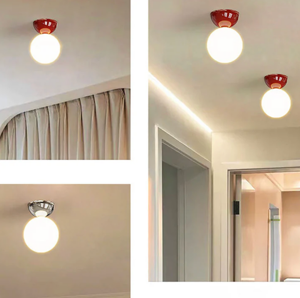 Ceiling light sphere – lamp with a frosted glass shade and metal ceiling mount