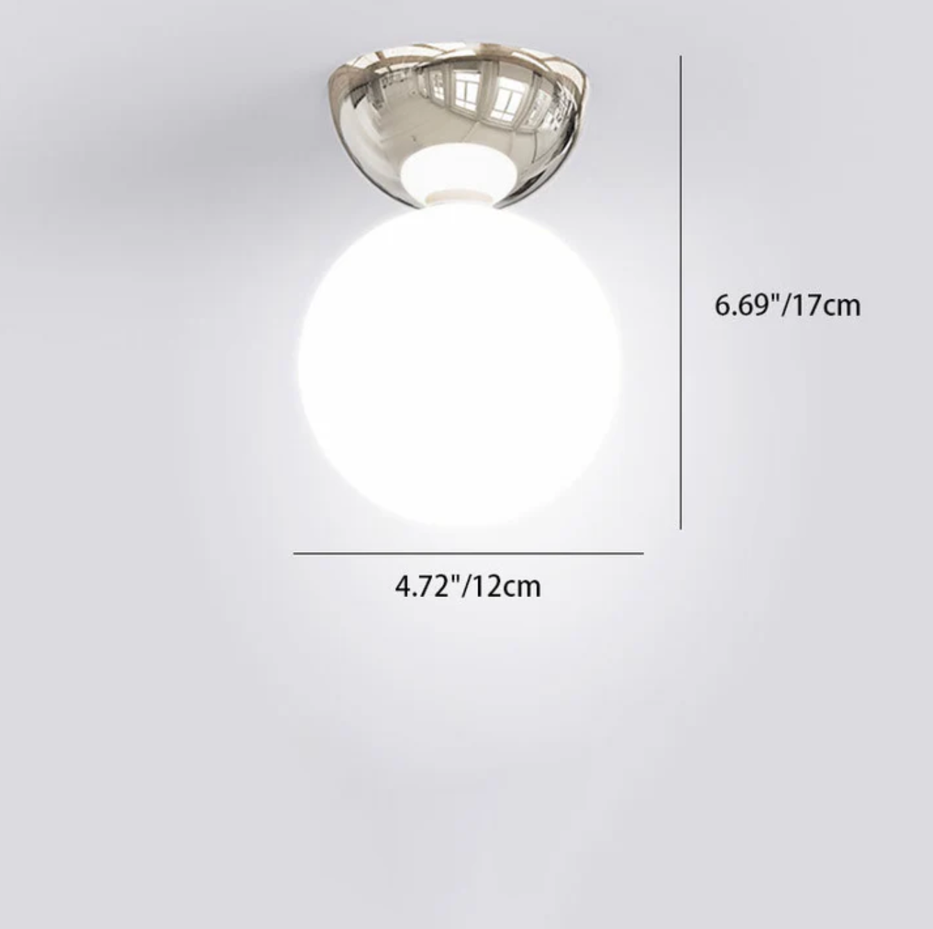 Ceiling light sphere – lamp with a frosted glass shade and metal ceiling mount