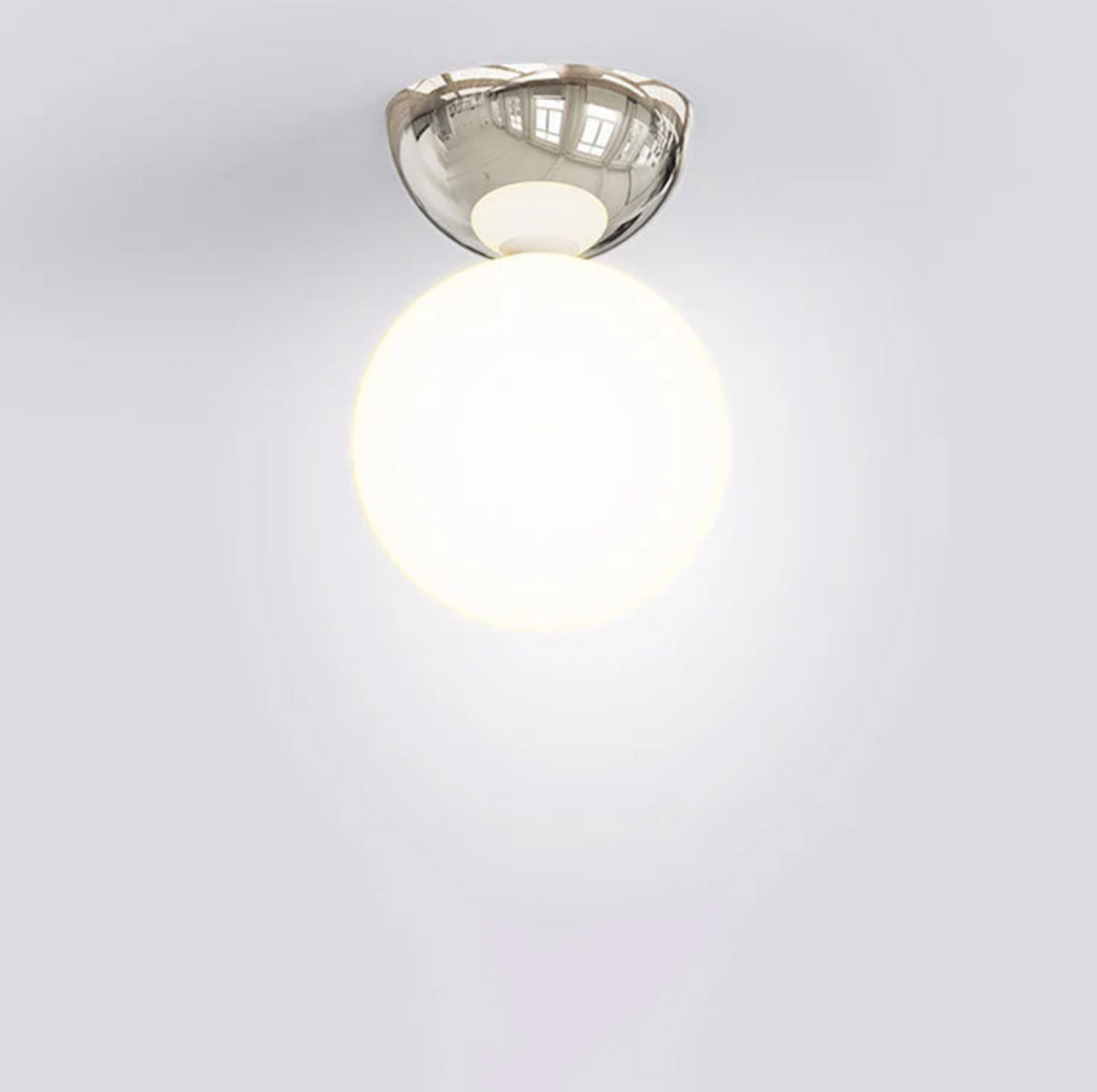 Ceiling light sphere – lamp with a frosted glass shade and metal ceiling mount