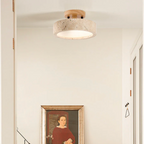 Ceiling lamp made of stone and wood in a minimalist style