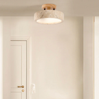 Ceiling lamp made of stone and wood in a minimalist style