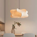 Ceiling lamp with silk shade in Japanese wabi-sabi style