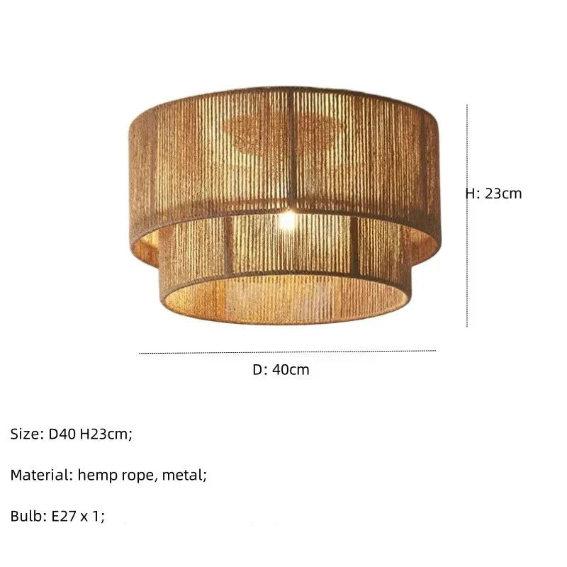 Boho Ceiling Lamp with Natural Rope