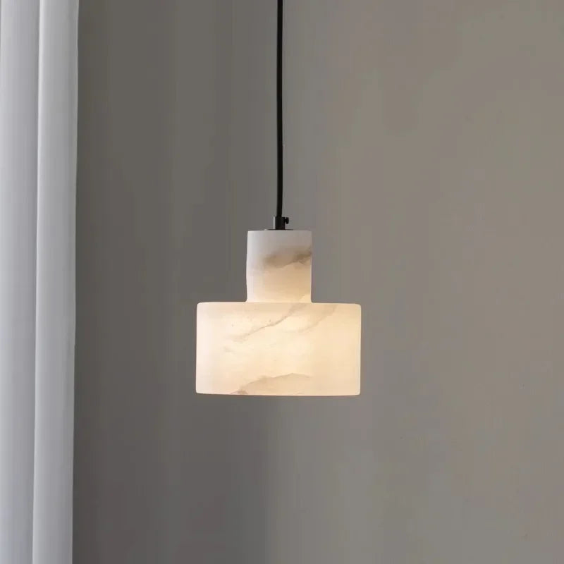 Hanging Lamp with Marble Shade – Minimalist Elegance